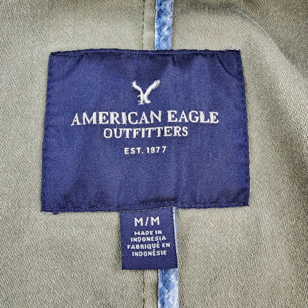 American Eagle Jacket Womens Medium Green Full Zip Button Up Military Chore Coat - Picture 2 of 16